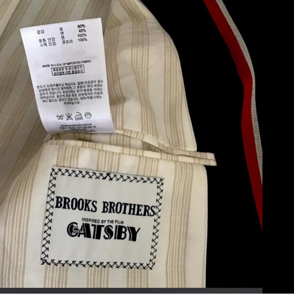 Brooks Brothers Rare Luxury Navy Blazer with Red and White Stripes High Quality - Picture 13 of 15